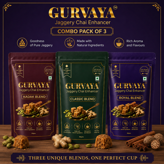 Classic, Royal & Kadak Blend – Pack of 3 | Premium Jaggery Chai Enhancer Combo
